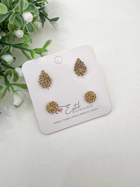 Kit Dupla Cristais Dourados - Banhada a Ouro