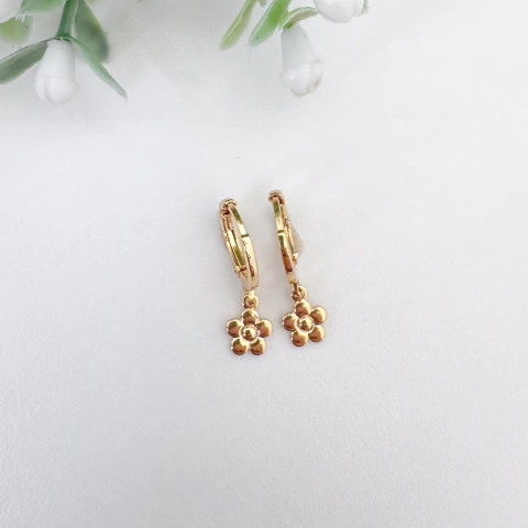 Brinco Infantil Argolinha Flor - Banhado a Ouro