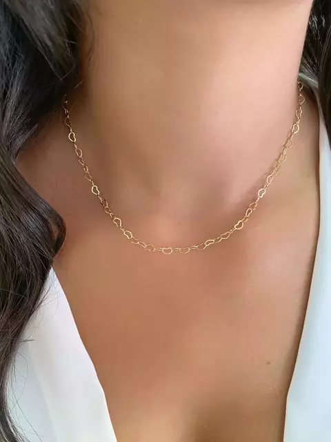 Choker Elos Corações - Banhado a Ouro