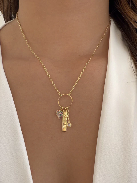 Colar Patuá de Coração - Banhado a Ouro