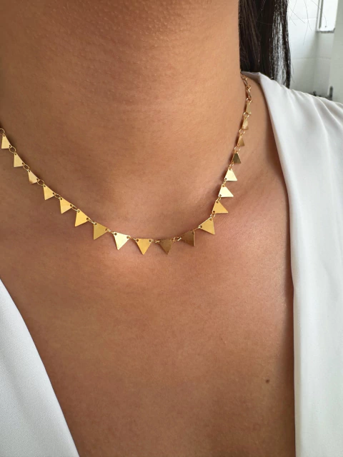 Choker Triângulos - Banhado a Ouro