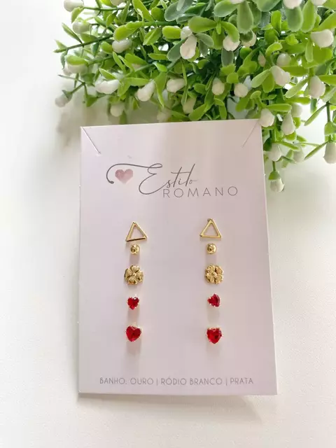 Kit 5 Brincos - Banhado a Ouro