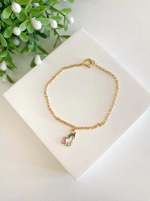 Pulseira Infantil Unicórnio Pequeno - Banhado a Ouro