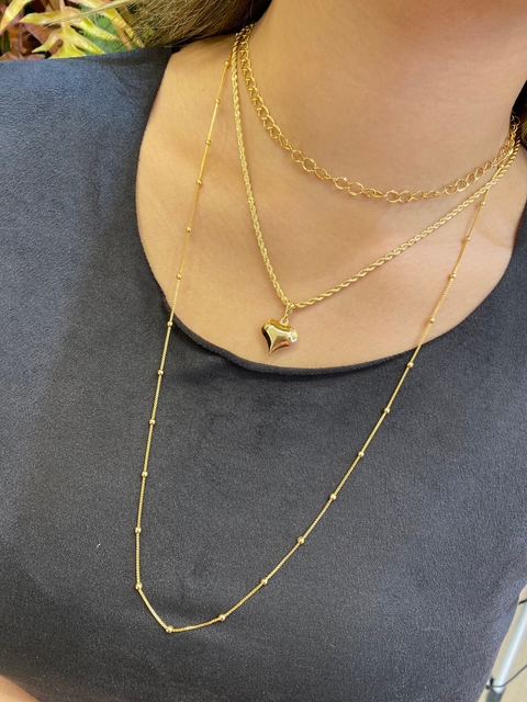 Colar Longo Bolinhas 70cm - Banhado a Ouro 22k - comprar online