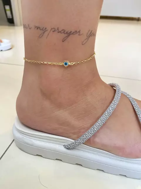 Tornozeleira Olho Grego Claro - Banhado a Ouro