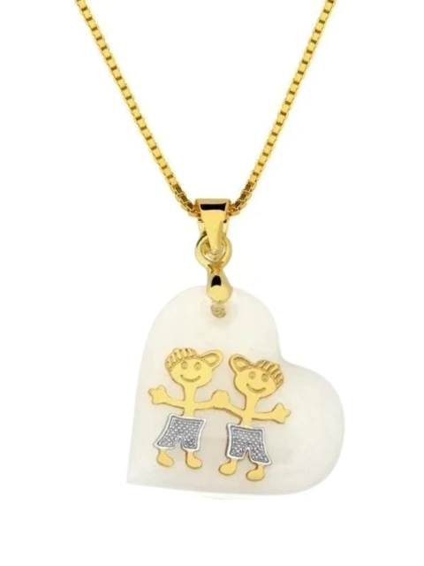 Colar Madrepérola Filhos 2 Meninos - Banhado a Ouro