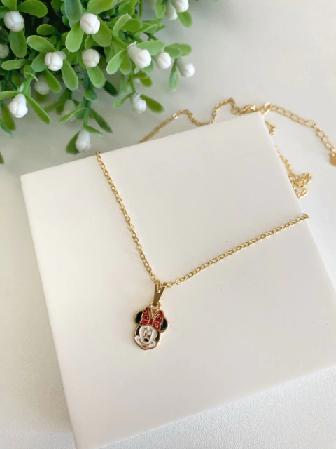 Colar Infantil Minnie Colorida - Banhado a Ouro