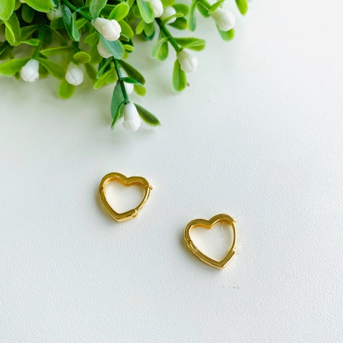 Brinco Argolinha Coração 15mm - Banhado a Ouro 22k