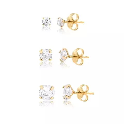 Kit Brincos Pontos de Luz - Banhado a Ouro