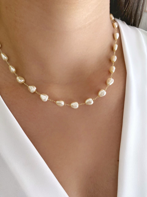 Choker Pérolas de Água Doce - Banhado a Ouro