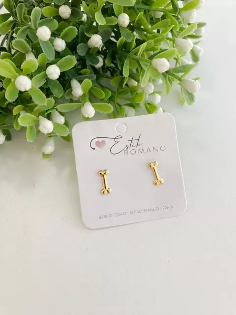Brinco Ossinho Pet - Banhado a Ouro