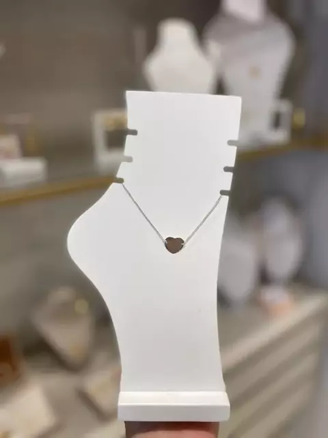 Tornozeleira Coração - Banhado a Ródio Branco