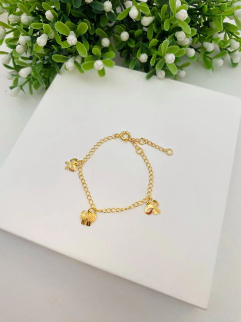 Pulseira Infantil Laços - Banhado a Ouro