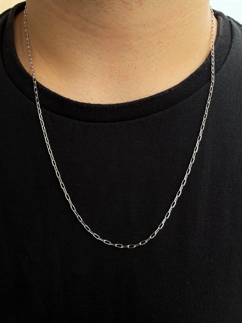Corrente Cartier - 2.5mm - 60cm - Banhado a Ródio Branco