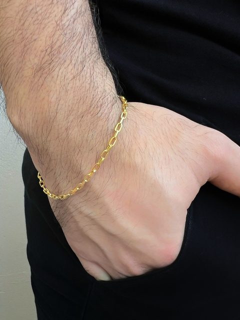 Pulseira Cartier Oval Pequena - 3mm - 21cm - 1.4g - Banhado a Ouro