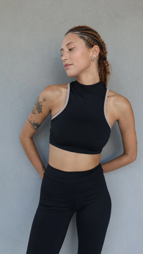 Top Malva negro con vivo - comprar online
