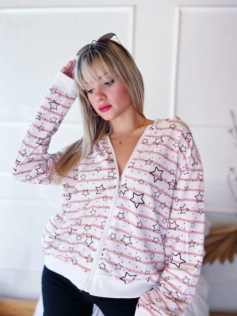 Camperita Engomada Rayas Y Estrellas Rosa