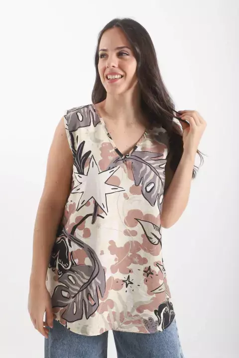 Blusa estampada escote V
