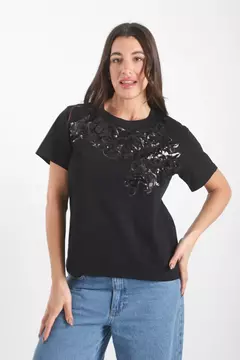 Remera Nantes lentejuelas floral