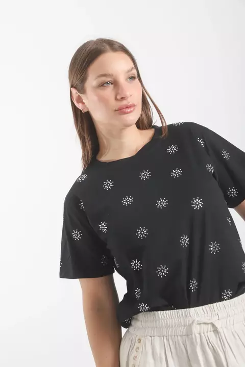 Remera Bogota con strass margaritas