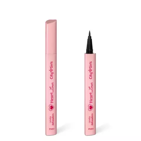 Caneta Delineadora Preta Heart Liner - City Girls - Ousada Make e Cosméticos Distribuidora