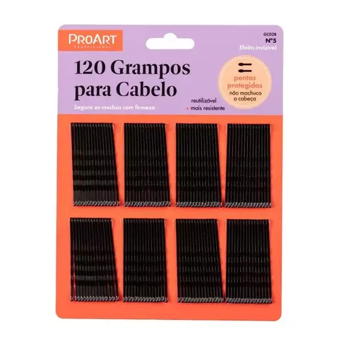 Grampo de Cabelo Preto N5 120 unidades - ProArt - Ousada Make Cosméticos e Distribuidora