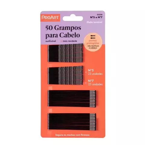 Grampo preto para Cabelo  - ProArt - Ousada Make e Cosméticos Distribuidora