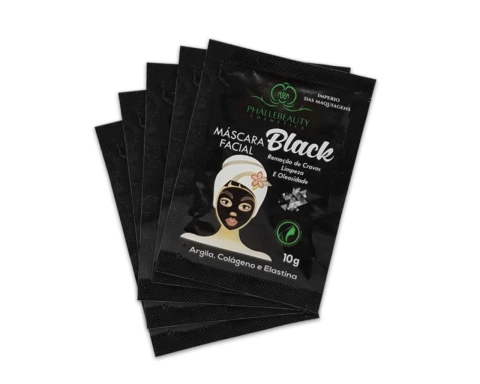 Máscara Facial Sachê Carvão Ativado Black Peel Off Phállebeauty - 25 UNIDADES - Ousada Make e Cosmeticos