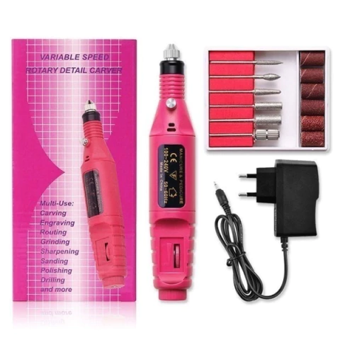 Lixa Lixadeira Motor Rosa Caneta De Unha Elétrica Profissional - Bella Rosa - Ousada Make e Cosméticos Distribuidora