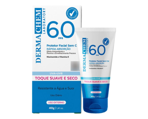 Protetor Solar Facial Sem Cor FPS 60 - Dermachem - Ousada Make e Cosméticos Distribuidora