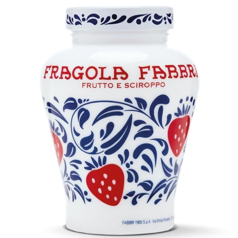 Fragola Fabbri 600 g (vaso em Opaline) - Morangos silvestres italianos em calda