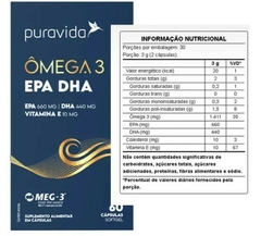 Omega 3 - EPA + DHA + Vitamina E - 60 Capsulas - PuraVida - comprar online