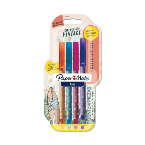 BOLIGRAFO PAPER MATE GEL VINTAGE BLISTER X 4 SURTIDO (2152225)