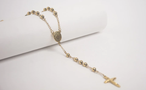 Rosario Medalla Milagrosa Acero Dorado