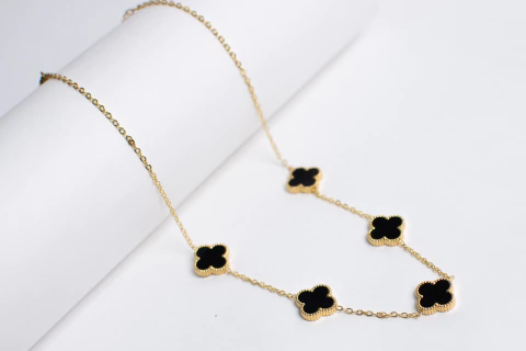 Cadena Trebol Acero Dorado