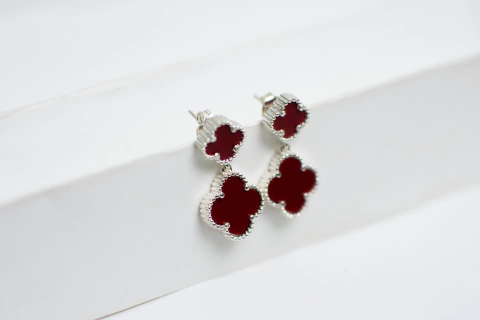 Aritos Colgantes Trebol Plata 925