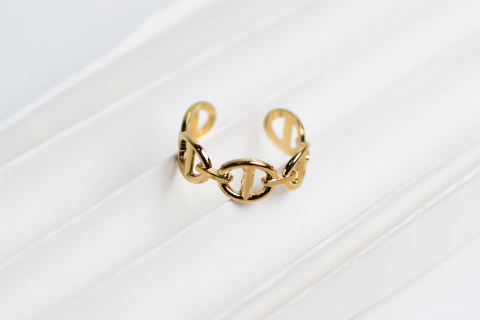Anillo Chains Acero Dorado