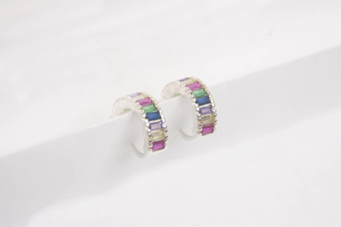 Argollitas Colors Plata Italiana