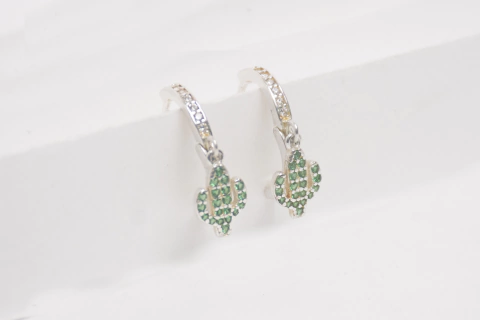 Argollitas Cactus Plata Italiana