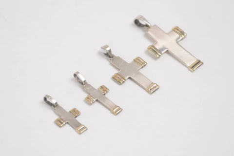 Cruz Plata y Oro Plana Lisa