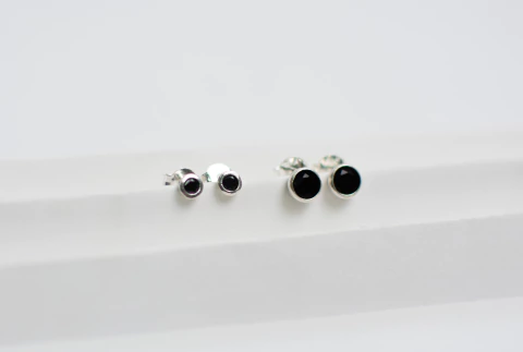 Aritos Malba Negro Plata 925