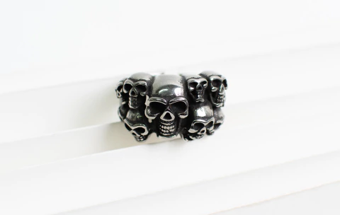 Anillo Calaveras Acero