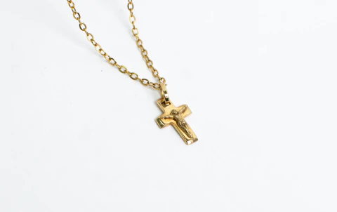 Dije Cruz Plana con Cristo Oro 18 Kilates