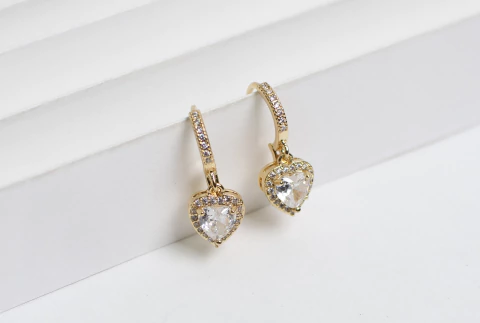 Argollitas Cristal Acero dorado