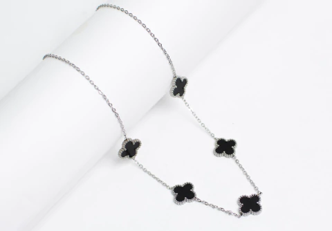 Cadena Tréboles Acero Blanco