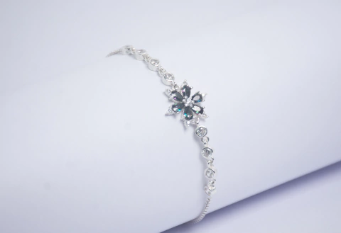 Pulsera Flor Violeta Plata Italiana - comprar online