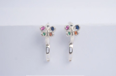 Argollitas Mariposas Plata Italiana - comprar online