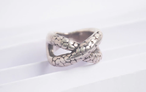 Anillo Roca Plata Inflada