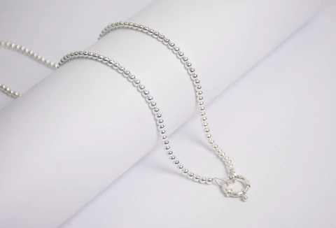 Cadena Bolitas Cierre Marinero Plata