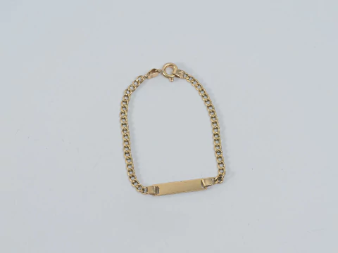 Pulsera Cubana Con Chapita Oro 18kl